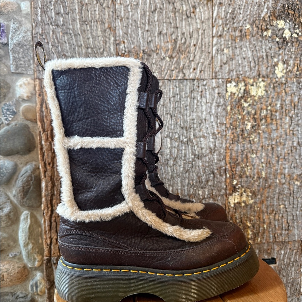 Dr. Martens Buzz Lace Up Boots with Faux Fur Trim